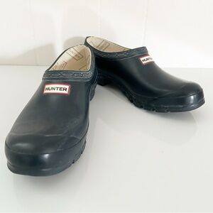 Hunter Black Womens Rain Clogs Size 8